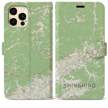 【新城】地図柄iPhoneケース（手帳両面タイプ・ナチュラル）iPhone 12 Pro Max 用