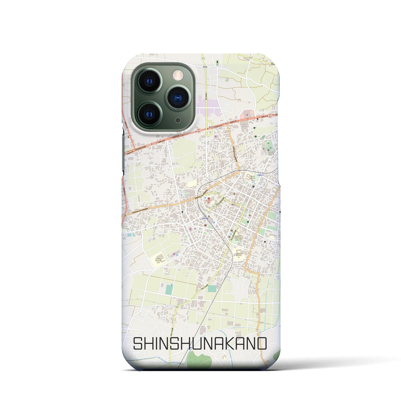 【信州中野】地図柄iPhoneケース（バックカバータイプ・ナチュラル）iPhone 11 Pro 用