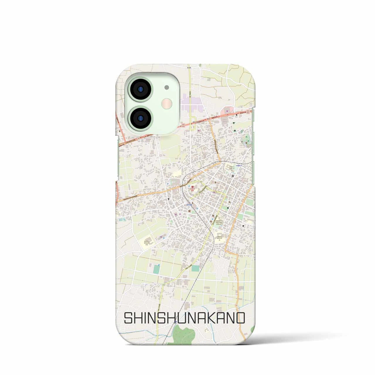【信州中野】地図柄iPhoneケース（バックカバータイプ・ナチュラル）iPhone 12 mini 用