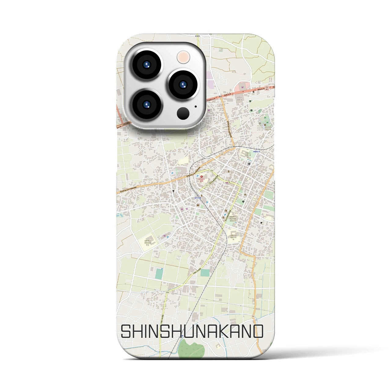 【信州中野】地図柄iPhoneケース（バックカバータイプ・ナチュラル）iPhone 13 Pro 用