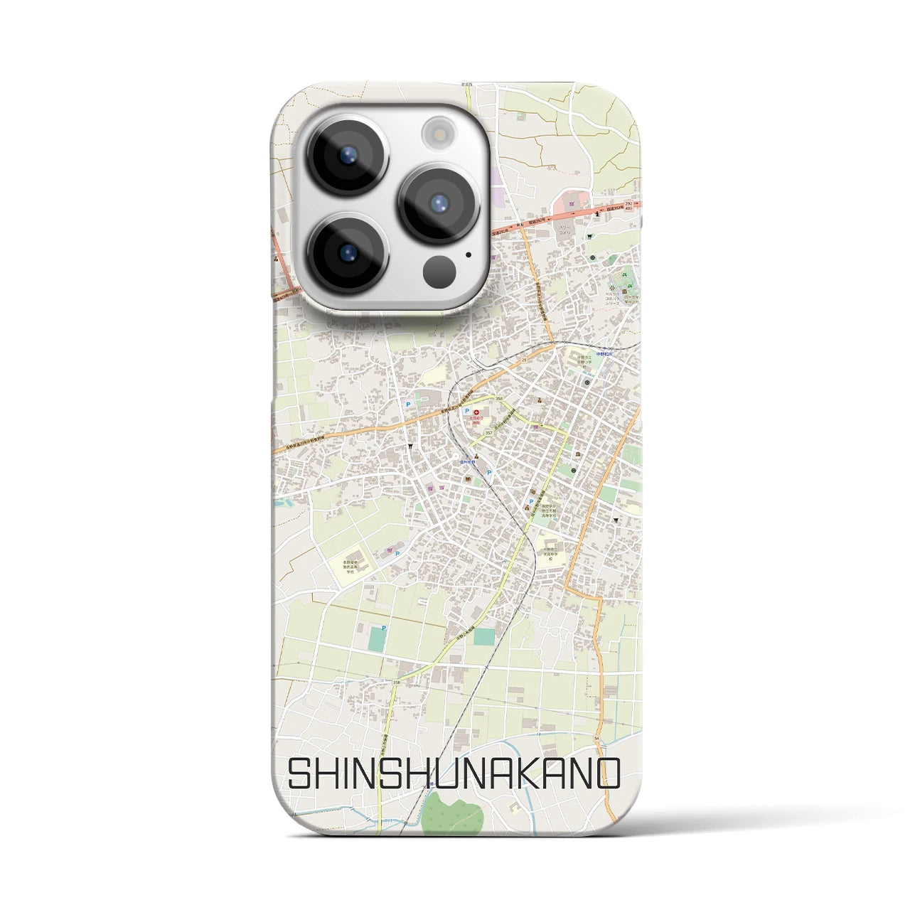 【信州中野】地図柄iPhoneケース（バックカバータイプ・ナチュラル）iPhone 14 Pro 用