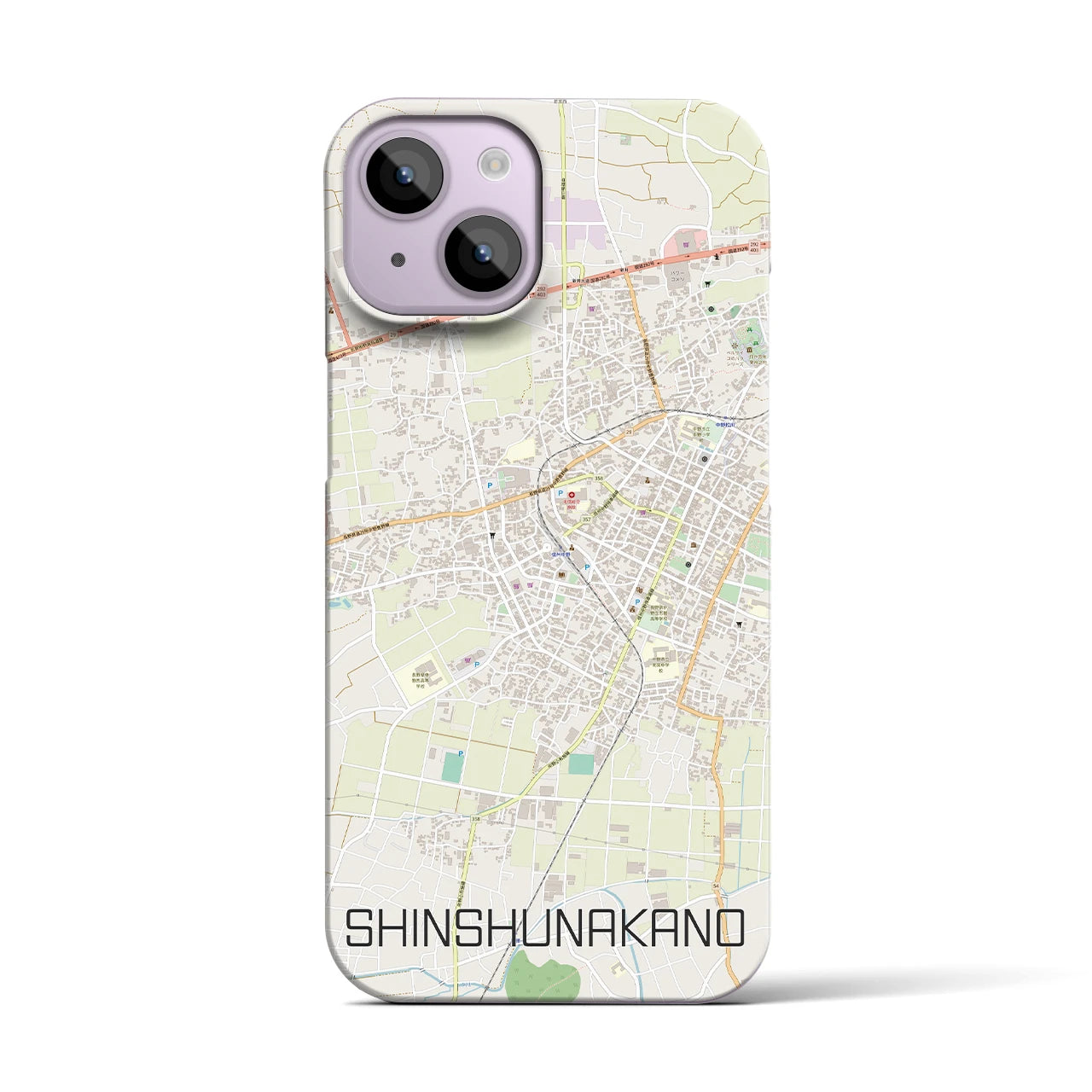 【信州中野】地図柄iPhoneケース（バックカバータイプ・ナチュラル）iPhone 14 用