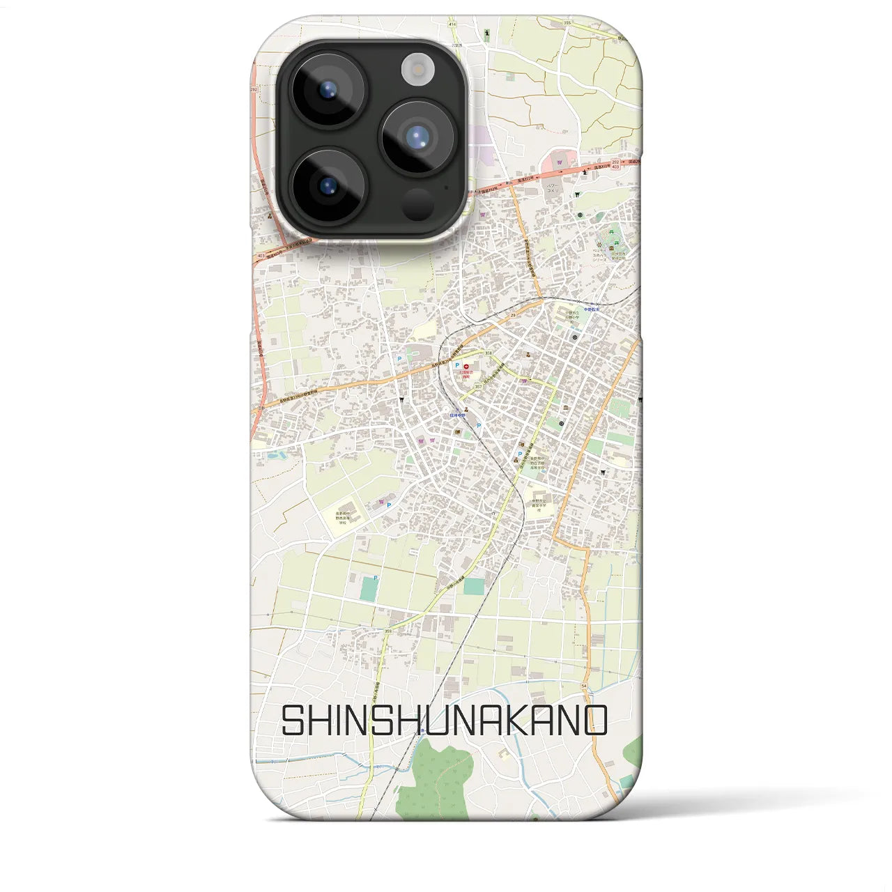 【信州中野】地図柄iPhoneケース（バックカバータイプ・ナチュラル）iPhone 15 Pro Max 用