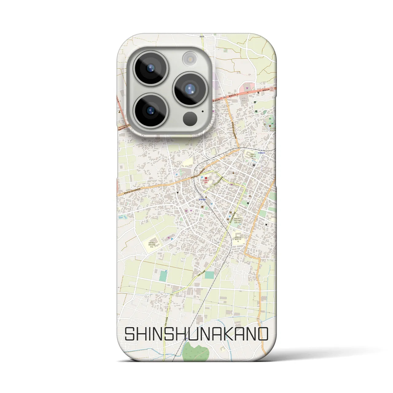 【信州中野】地図柄iPhoneケース（バックカバータイプ・ナチュラル）iPhone 15 Pro 用