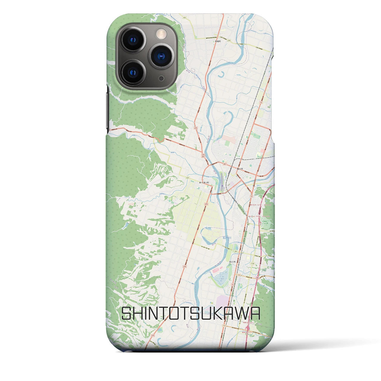 【新十津川】地図柄iPhoneケース（バックカバータイプ・ナチュラル）iPhone 11 Pro Max 用