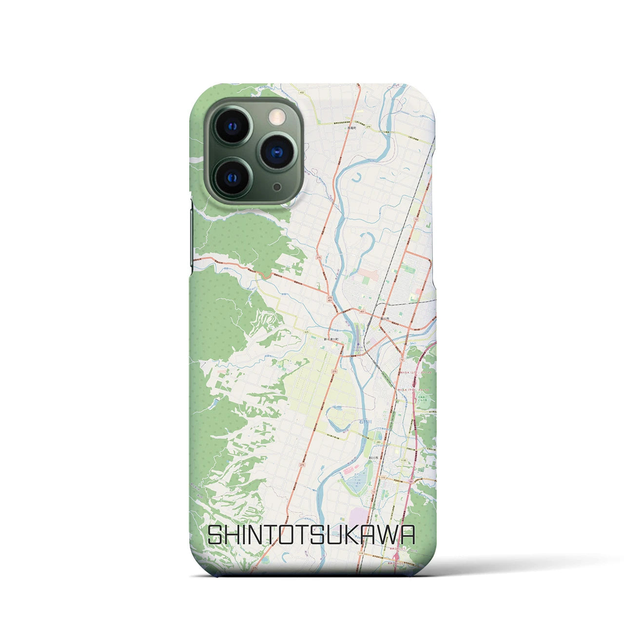 【新十津川】地図柄iPhoneケース（バックカバータイプ・ナチュラル）iPhone 11 Pro 用