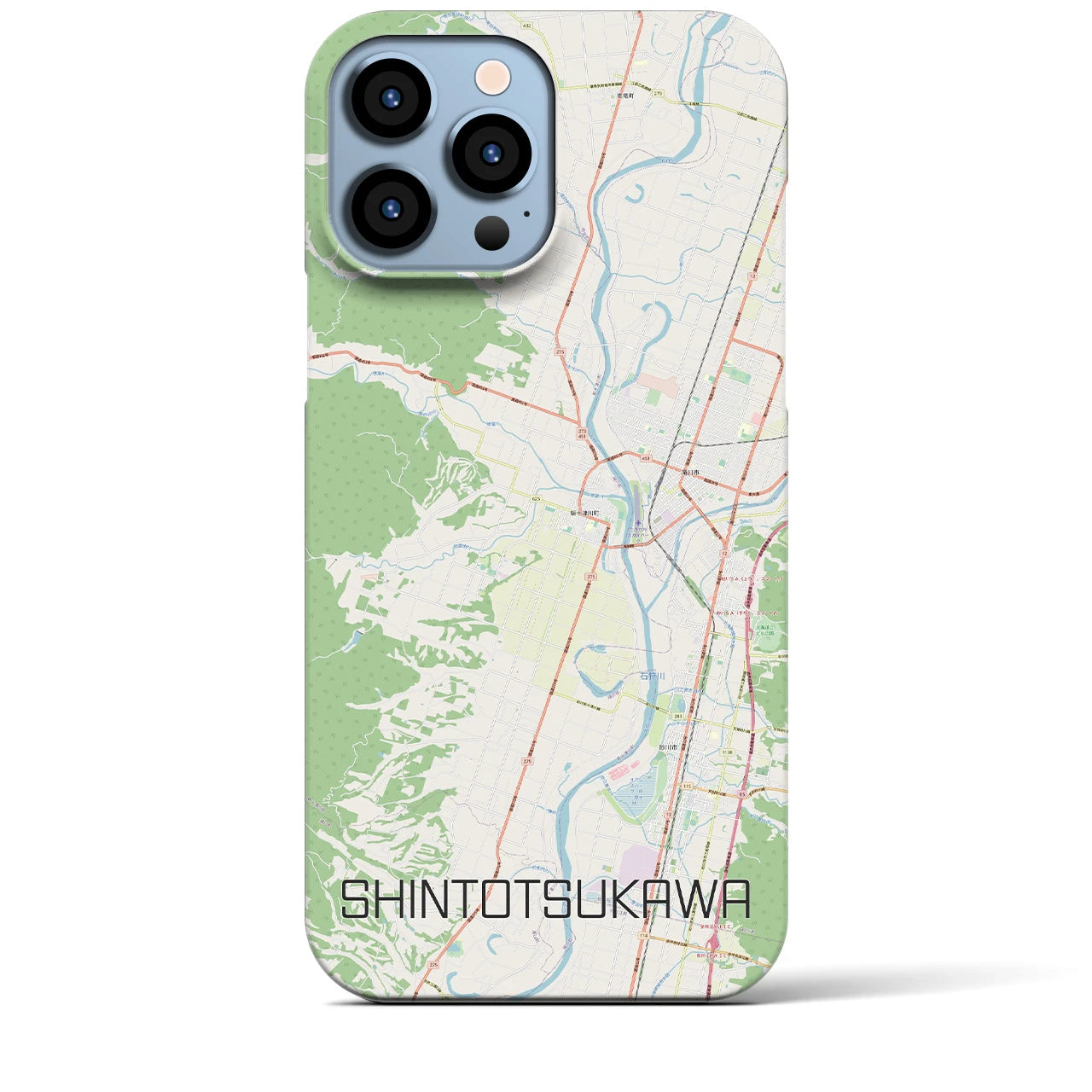 【新十津川】地図柄iPhoneケース（バックカバータイプ・ナチュラル）iPhone 13 Pro Max 用
