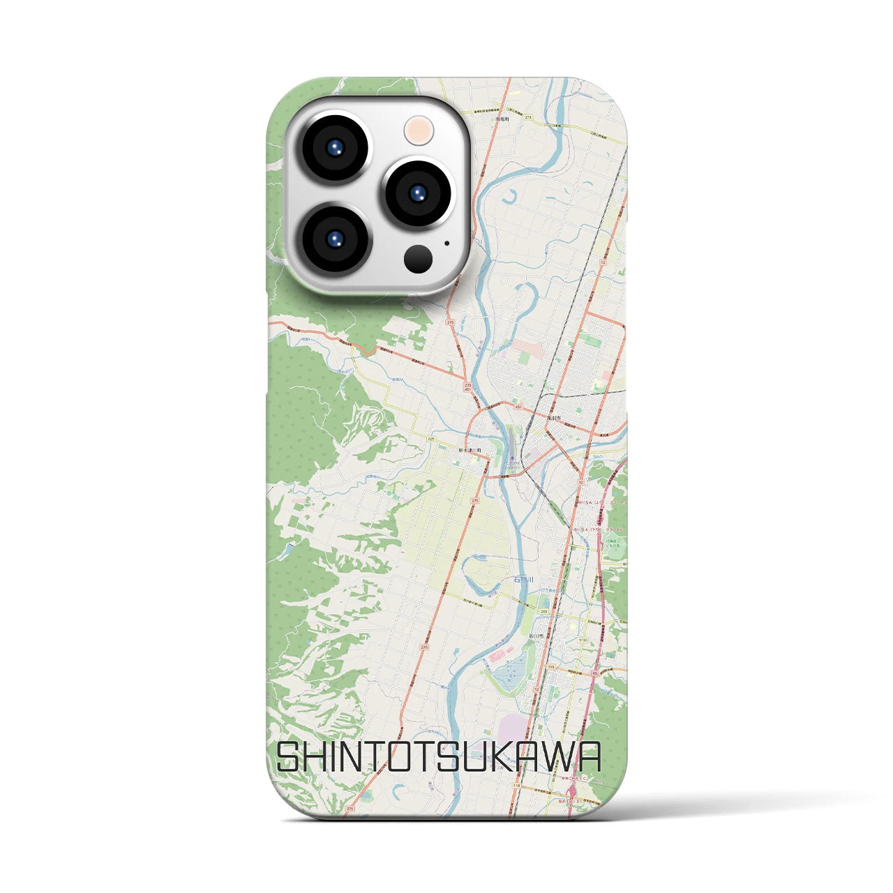 【新十津川】地図柄iPhoneケース（バックカバータイプ・ナチュラル）iPhone 13 Pro 用