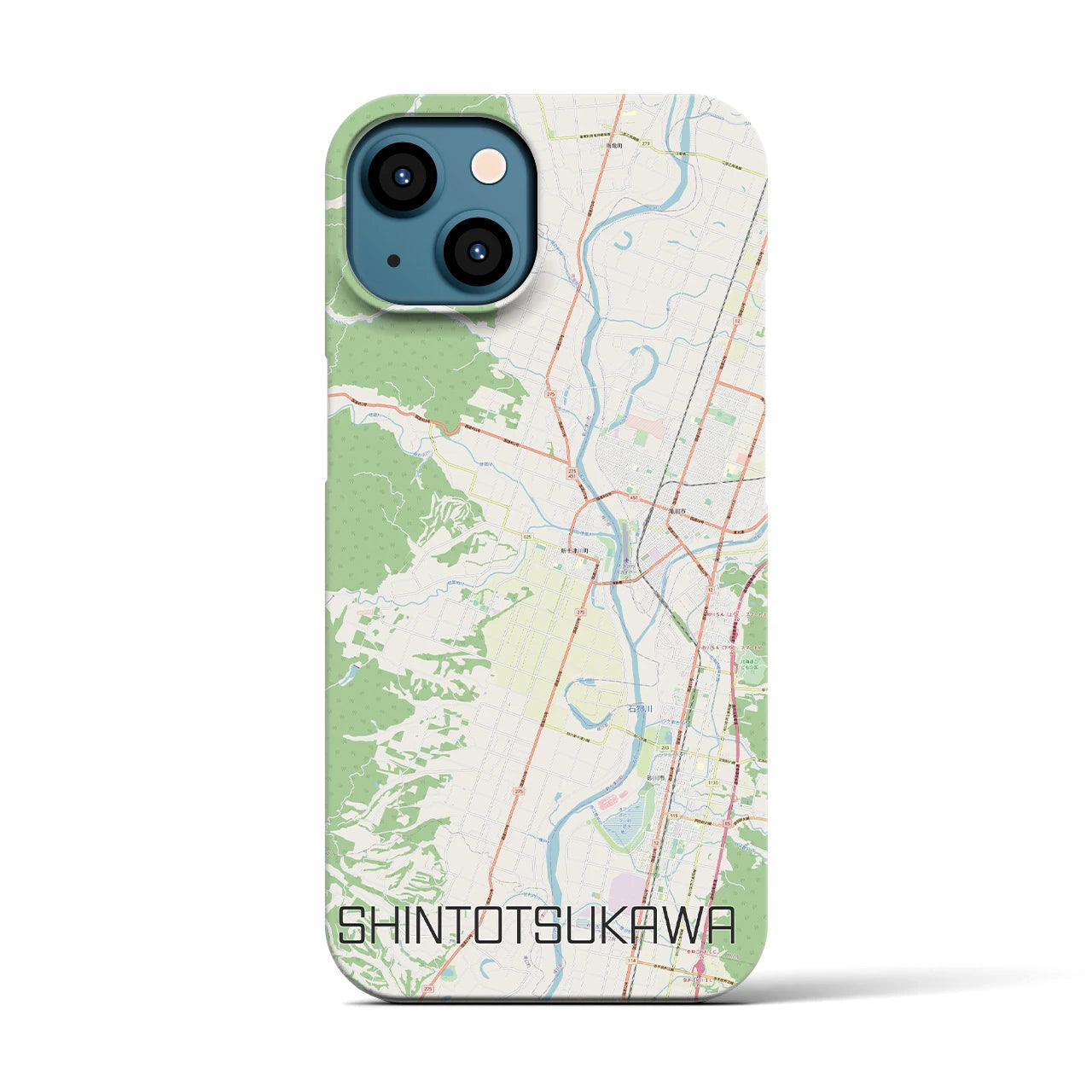 【新十津川】地図柄iPhoneケース（バックカバータイプ・ナチュラル）iPhone 13 用