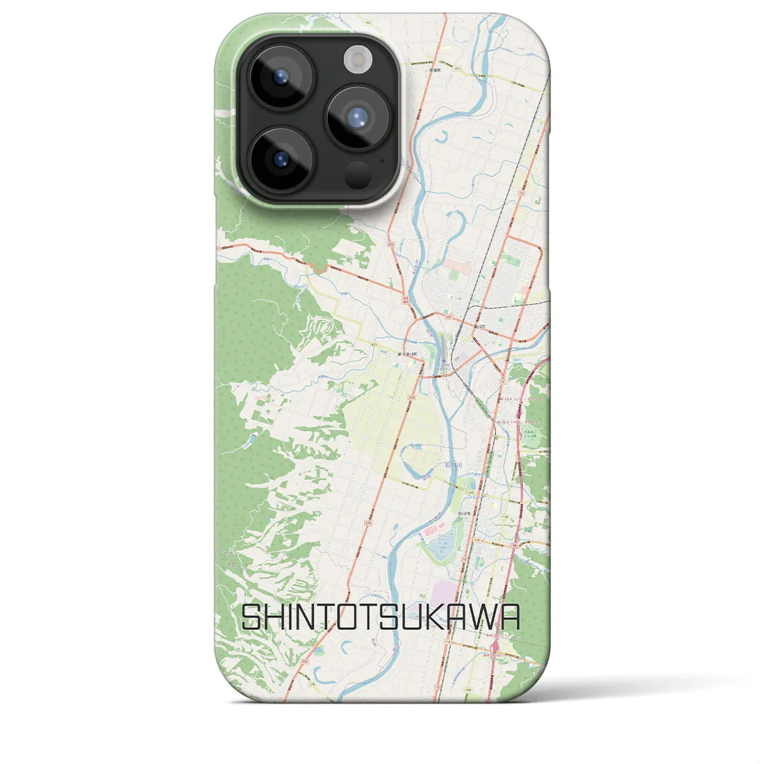 【新十津川】地図柄iPhoneケース（バックカバータイプ・ナチュラル）iPhone 15 Pro Max 用