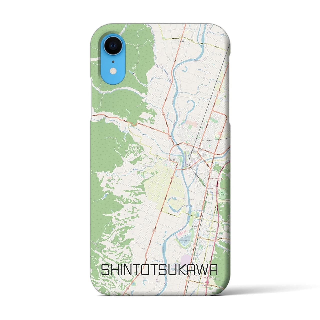 【新十津川】地図柄iPhoneケース（バックカバータイプ・ナチュラル）iPhone XR 用