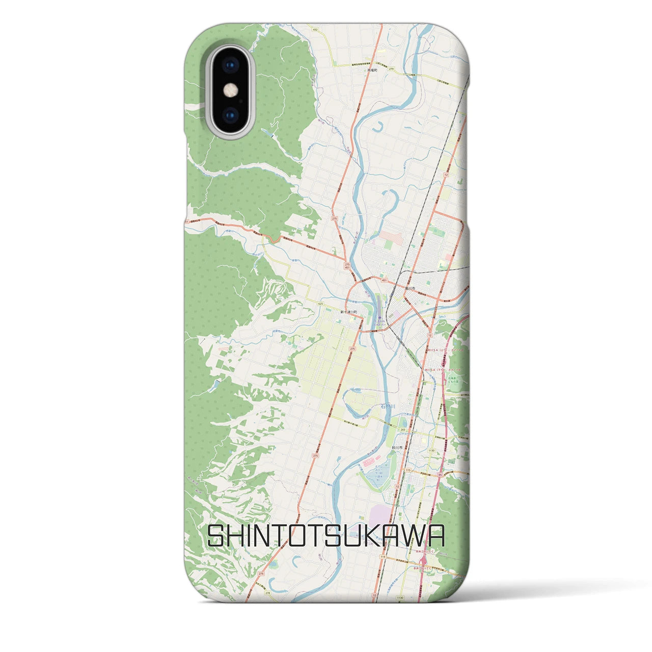 【新十津川】地図柄iPhoneケース（バックカバータイプ・ナチュラル）iPhone XS Max 用