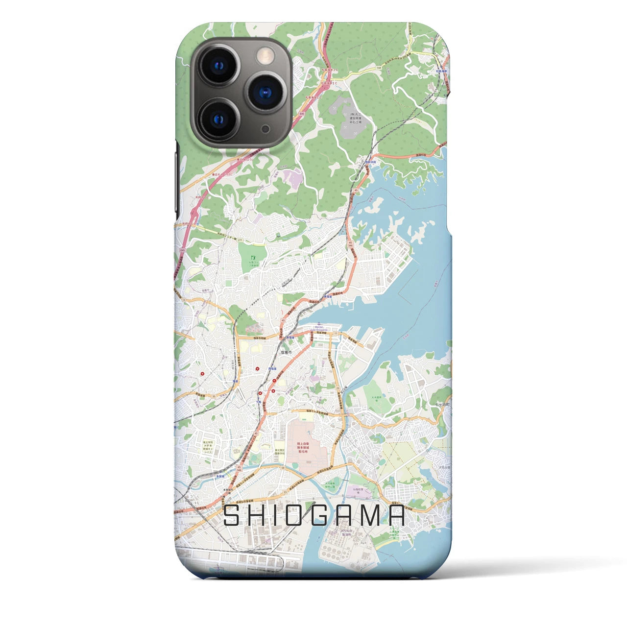 【塩竈】地図柄iPhoneケース（バックカバータイプ・ナチュラル）iPhone 11 Pro Max 用