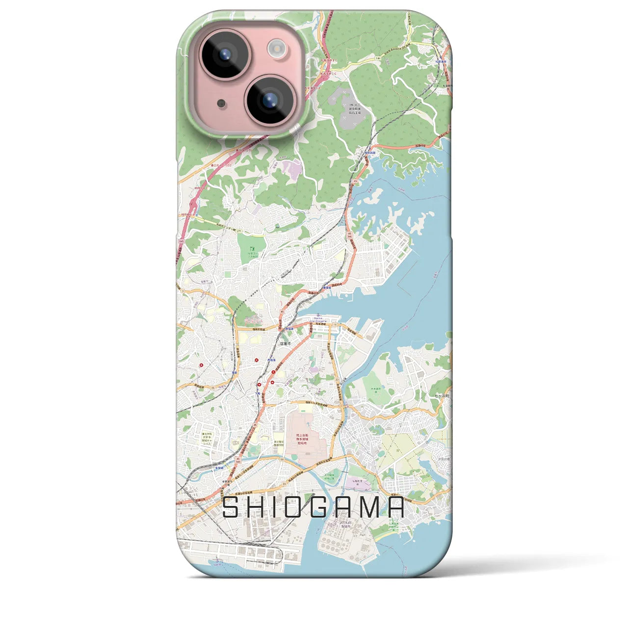 【塩竈】地図柄iPhoneケース（バックカバータイプ・ナチュラル）iPhone 15 Plus 用