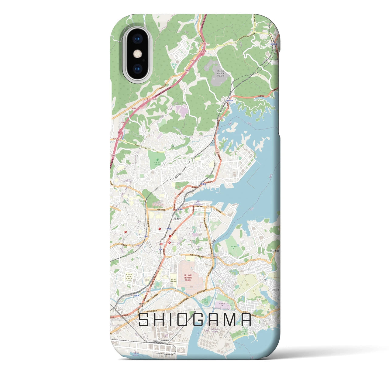 【塩竈】地図柄iPhoneケース（バックカバータイプ・ナチュラル）iPhone XS Max 用
