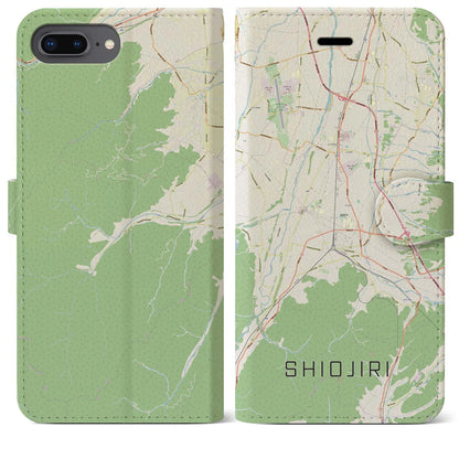 【塩尻（長野県）】地図柄iPhoneケース（手帳タイプ）ナチュラル・iPhone 8Plus /7Plus / 6sPlus / 6Plus 用
