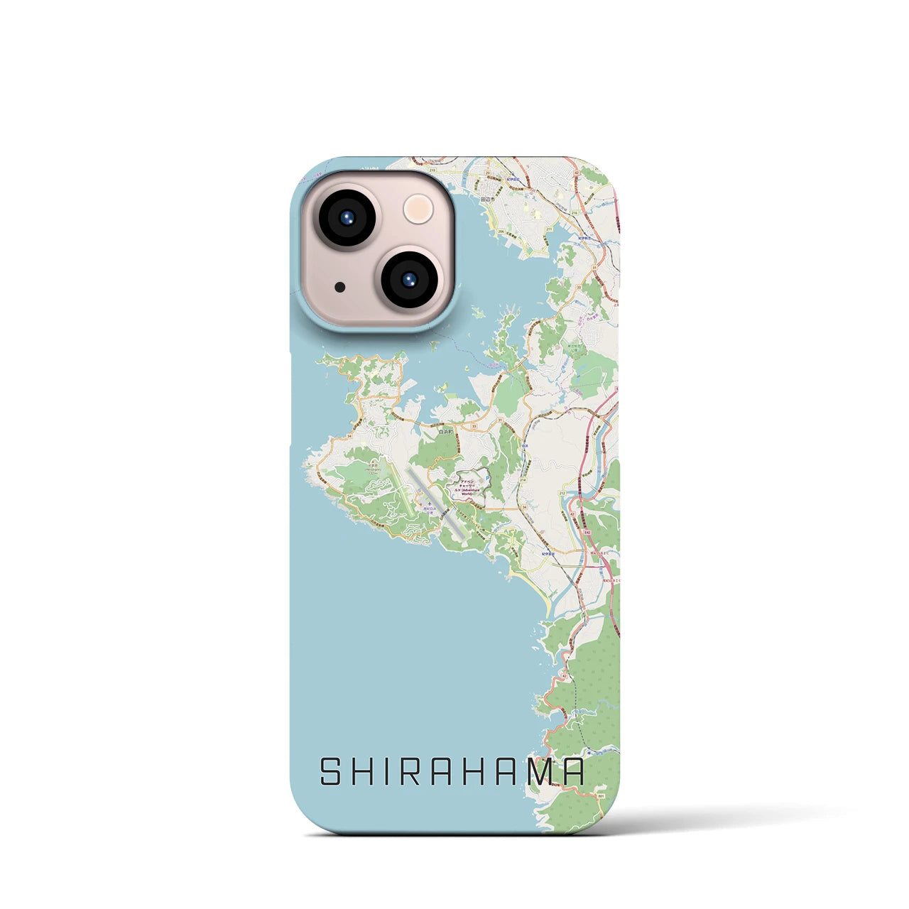 【白浜】地図柄iPhoneケース（バックカバータイプ・ナチュラル）iPhone 13 mini 用
