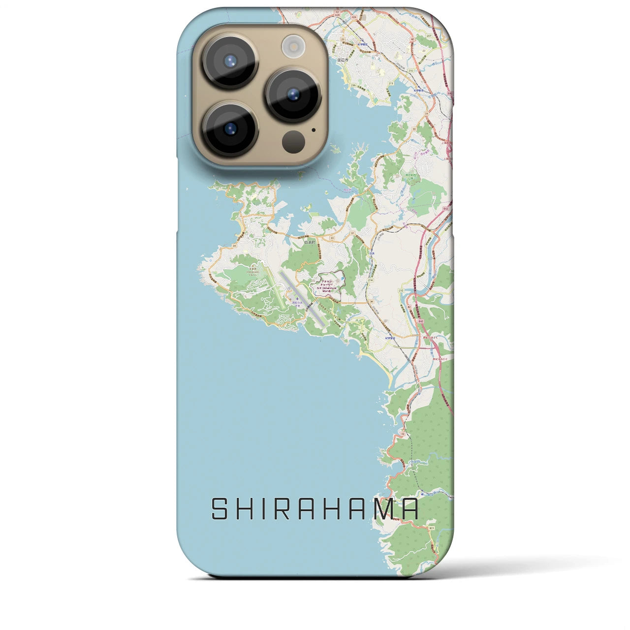【白浜】地図柄iPhoneケース（バックカバータイプ・ナチュラル）iPhone 14 Pro Max 用