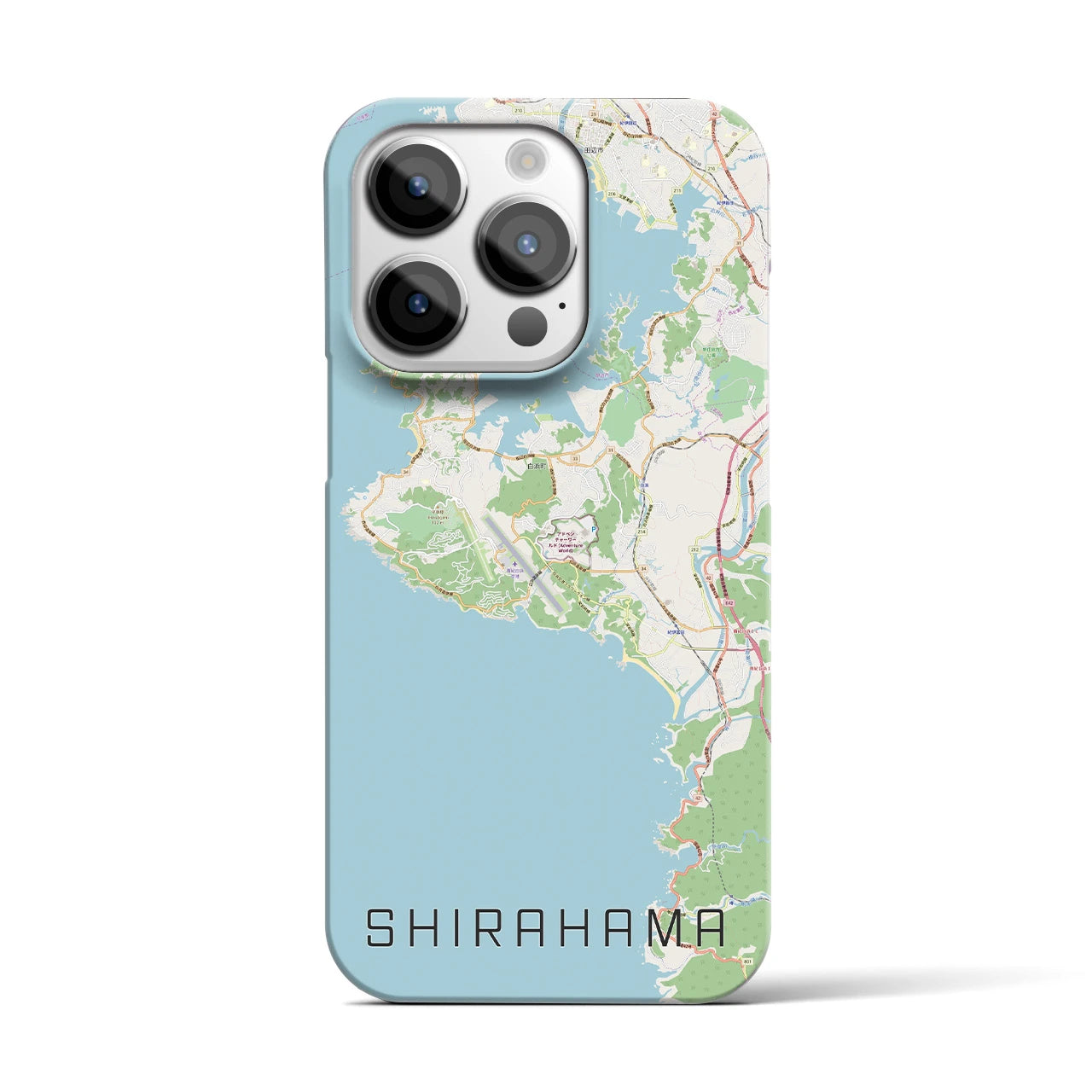 【白浜】地図柄iPhoneケース（バックカバータイプ・ナチュラル）iPhone 14 Pro 用
