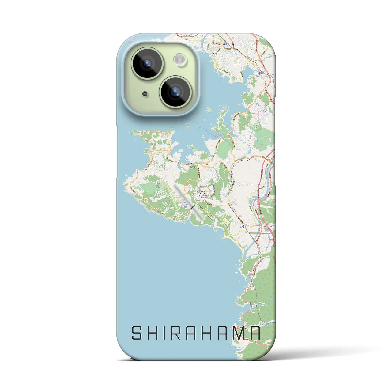 【白浜】地図柄iPhoneケース（バックカバータイプ・ナチュラル）iPhone 15 用
