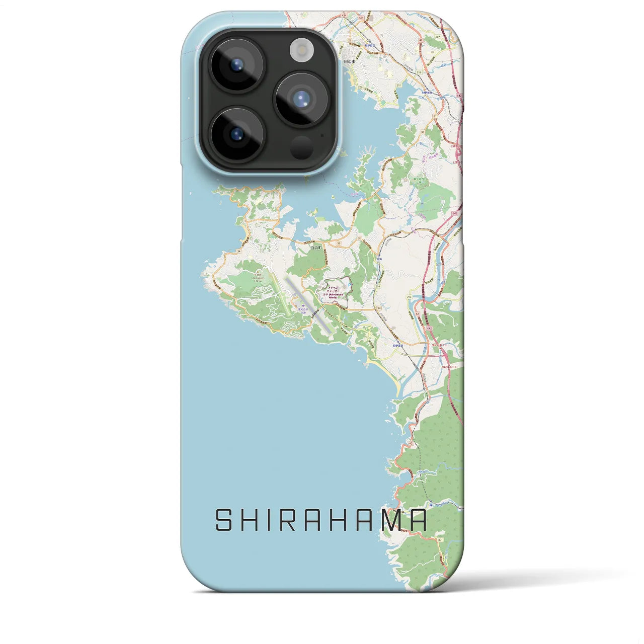 【白浜】地図柄iPhoneケース（バックカバータイプ・ナチュラル）iPhone 15 Pro Max 用
