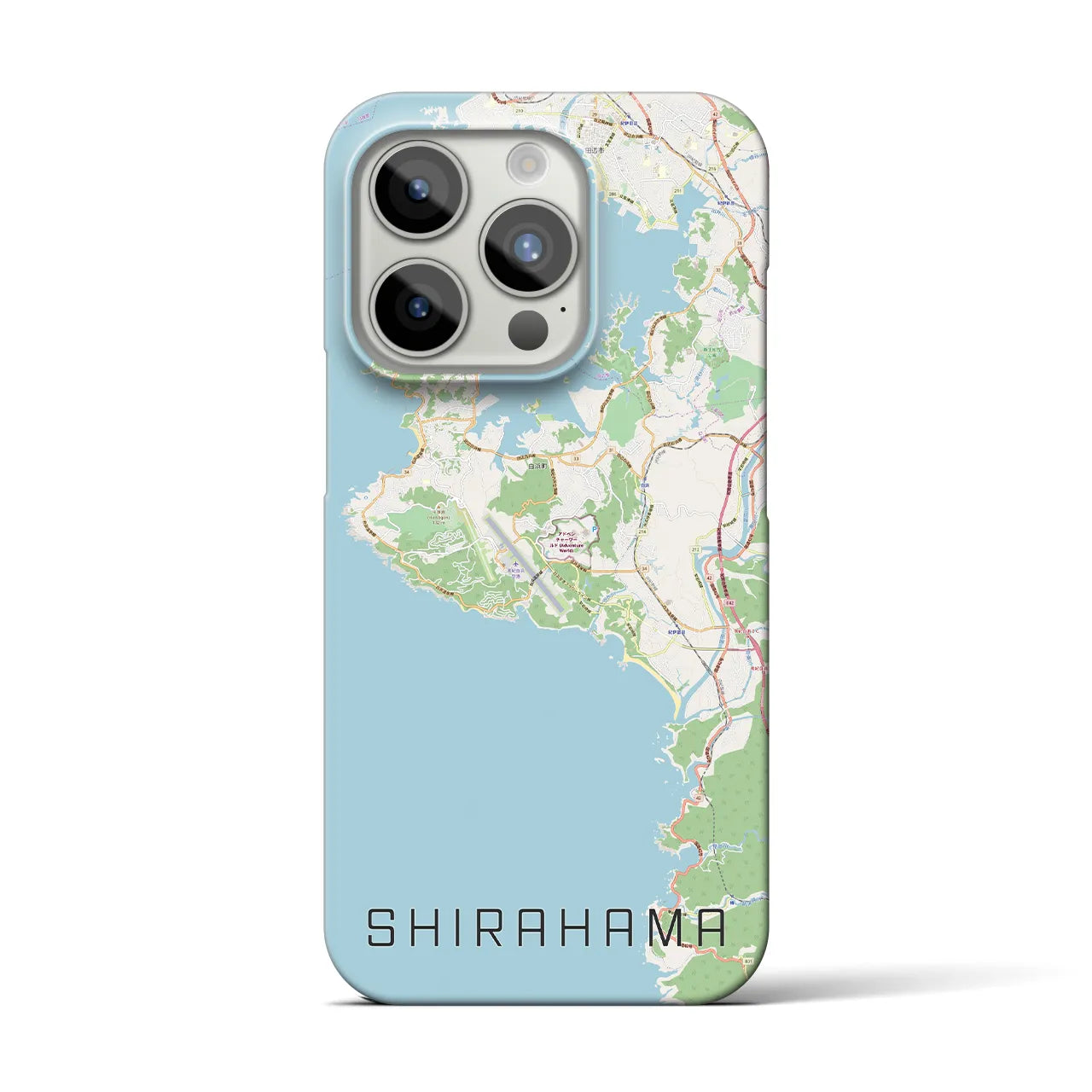 【白浜】地図柄iPhoneケース（バックカバータイプ・ナチュラル）iPhone 15 Pro 用