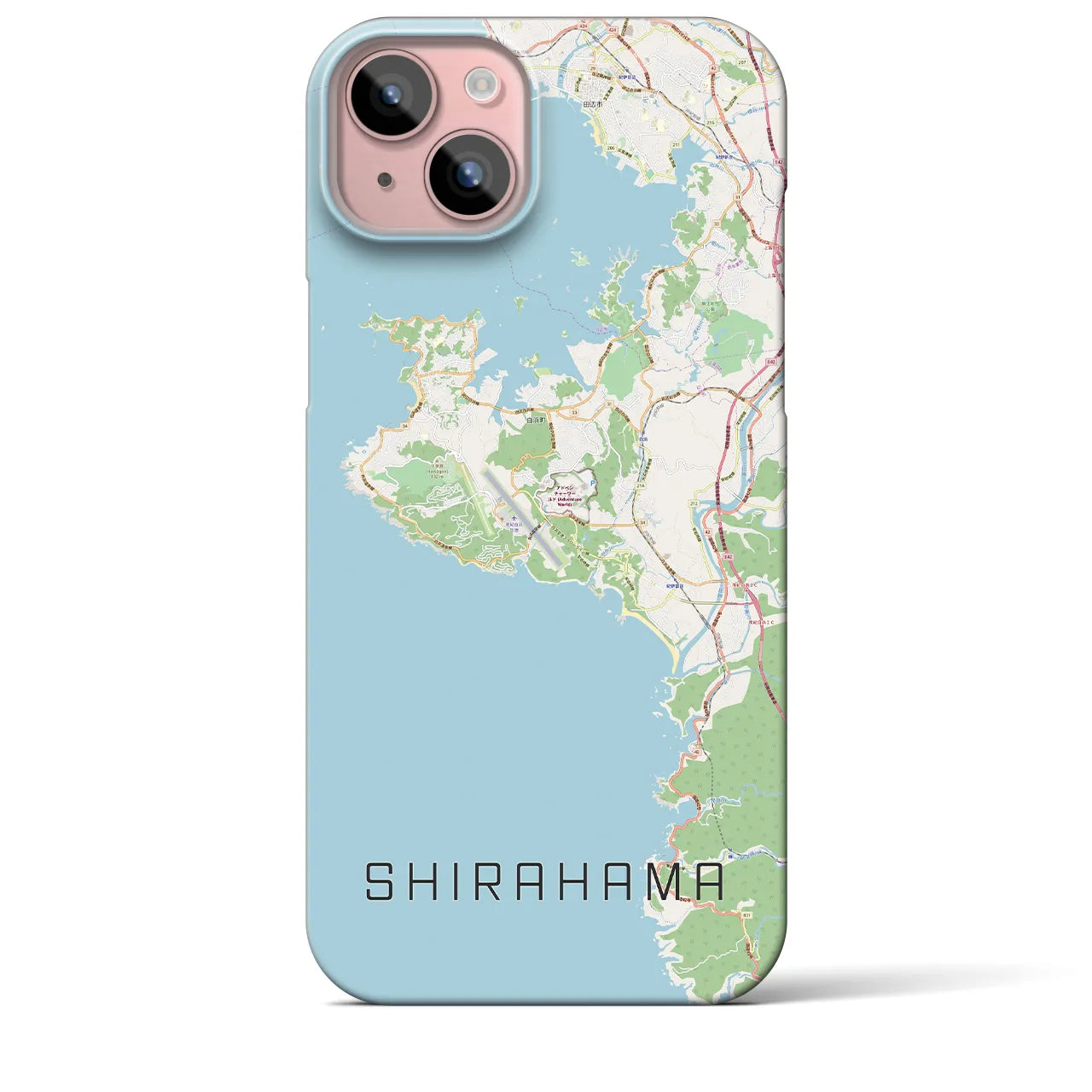 【白浜】地図柄iPhoneケース（バックカバータイプ・ナチュラル）iPhone 15 Plus 用
