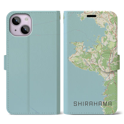 【白浜（和歌山県）】地図柄iPhoneケース（手帳タイプ）ナチュラル・iPhone 14 用