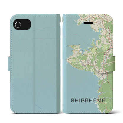 【白浜（和歌山県）】地図柄iPhoneケース（手帳タイプ）ナチュラル・iPhone SE（第3 / 第2世代） / 8 / 7 / 6s / 6 用