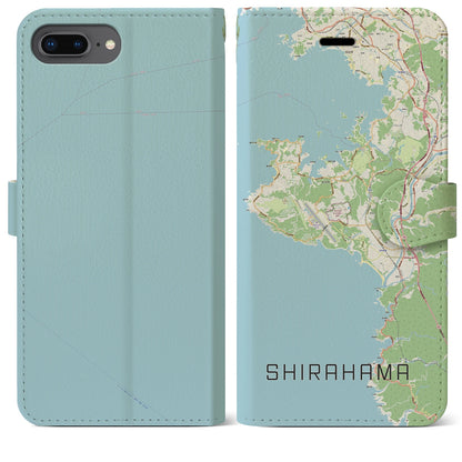 【白浜（和歌山県）】地図柄iPhoneケース（手帳タイプ）ナチュラル・iPhone 8Plus /7Plus / 6sPlus / 6Plus 用