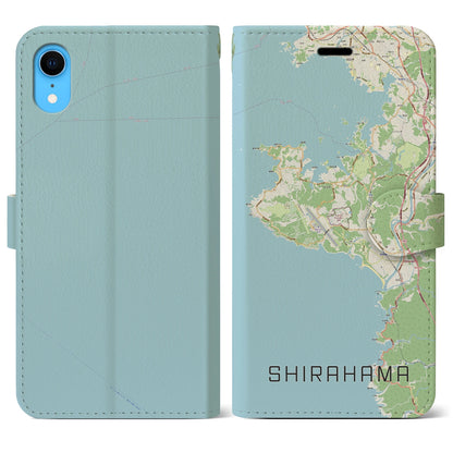【白浜（和歌山県）】地図柄iPhoneケース（手帳タイプ）ナチュラル・iPhone XR 用