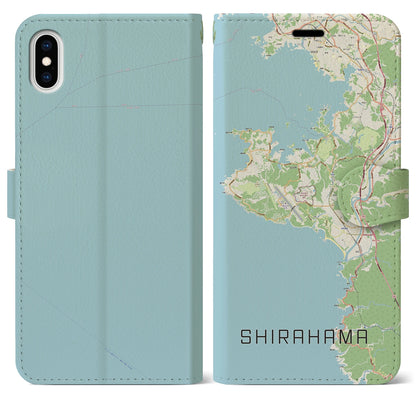 【白浜（和歌山県）】地図柄iPhoneケース（手帳タイプ）ナチュラル・iPhone XS Max 用
