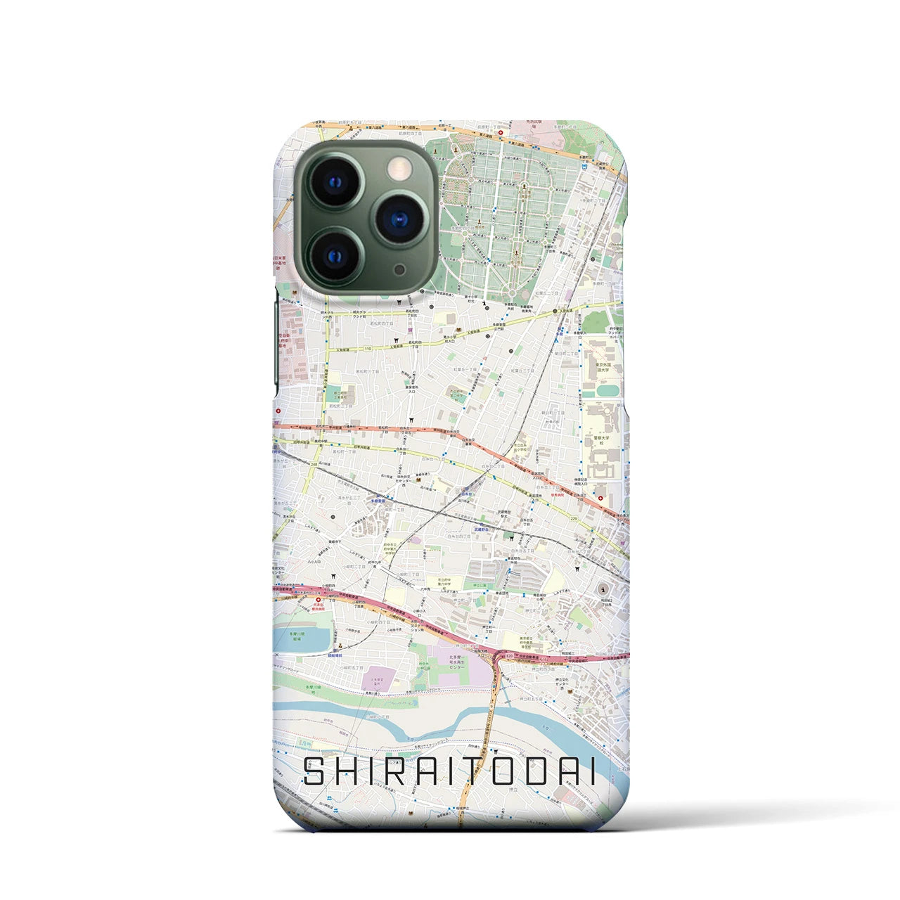 【白糸台】地図柄iPhoneケース（バックカバータイプ・ナチュラル）iPhone 11 Pro 用