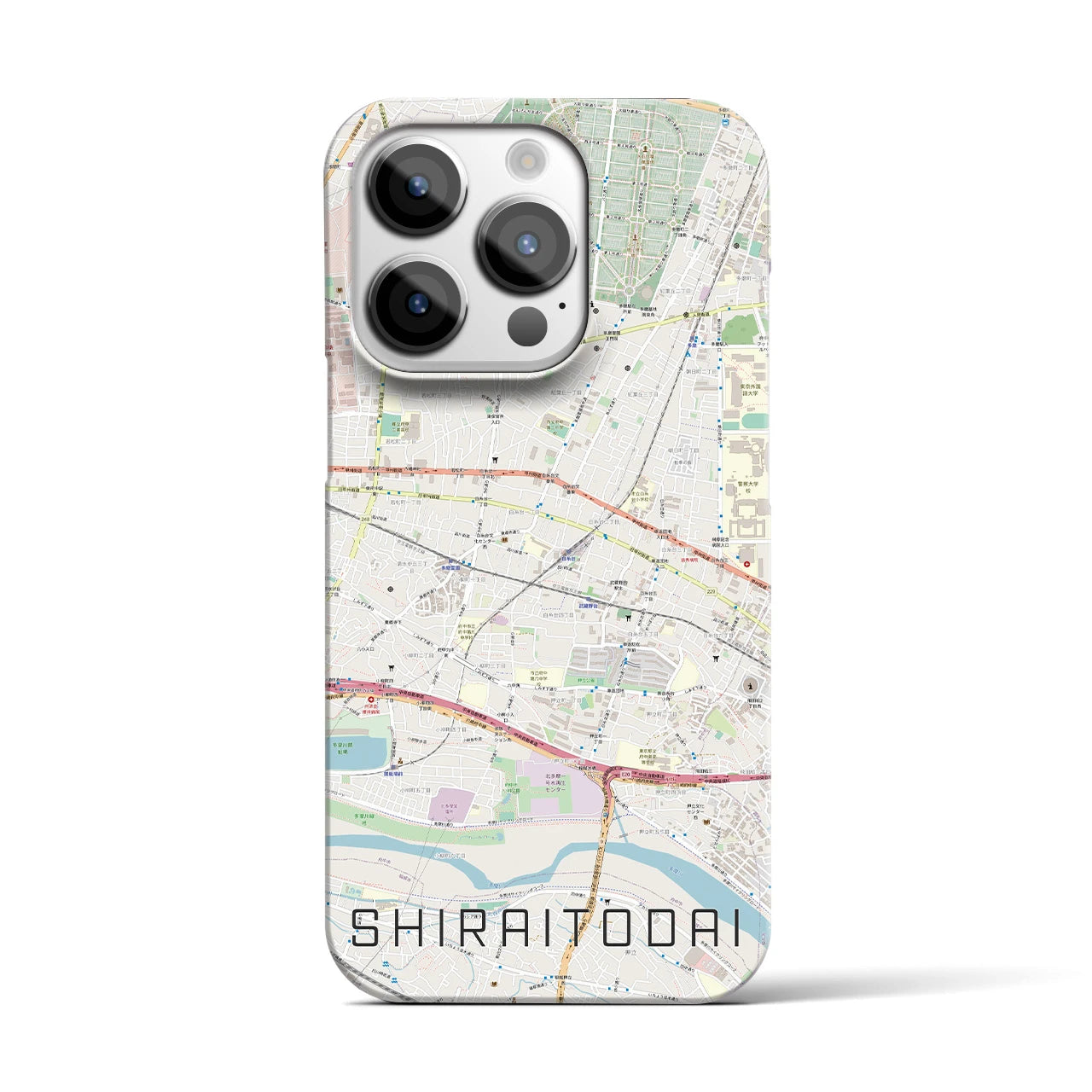 【白糸台】地図柄iPhoneケース（バックカバータイプ・ナチュラル）iPhone 14 Pro 用
