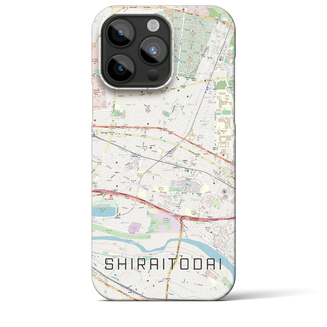【白糸台】地図柄iPhoneケース（バックカバータイプ・ナチュラル）iPhone 15 Pro Max 用
