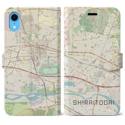 【白糸台】地図柄iPhoneケース（手帳両面タイプ・ナチュラル）iPhone XR 用