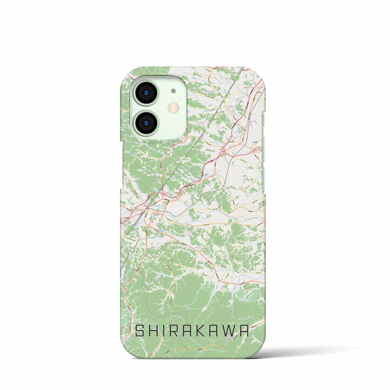 【白河】地図柄iPhoneケース（バックカバータイプ・ナチュラル）iPhone 12 mini 用