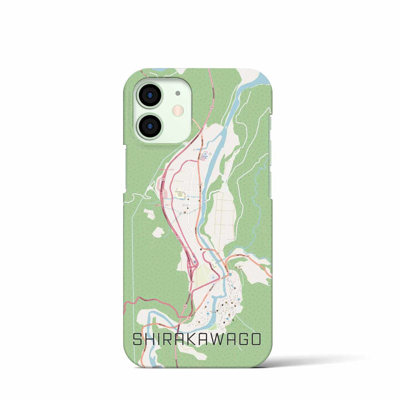 【白川郷】地図柄iPhoneケース（バックカバータイプ・ナチュラル）iPhone 12 mini 用