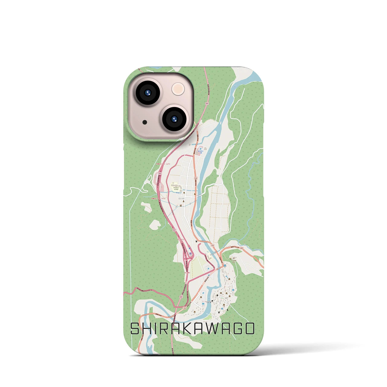 【白川郷】地図柄iPhoneケース（バックカバータイプ・ナチュラル）iPhone 13 mini 用