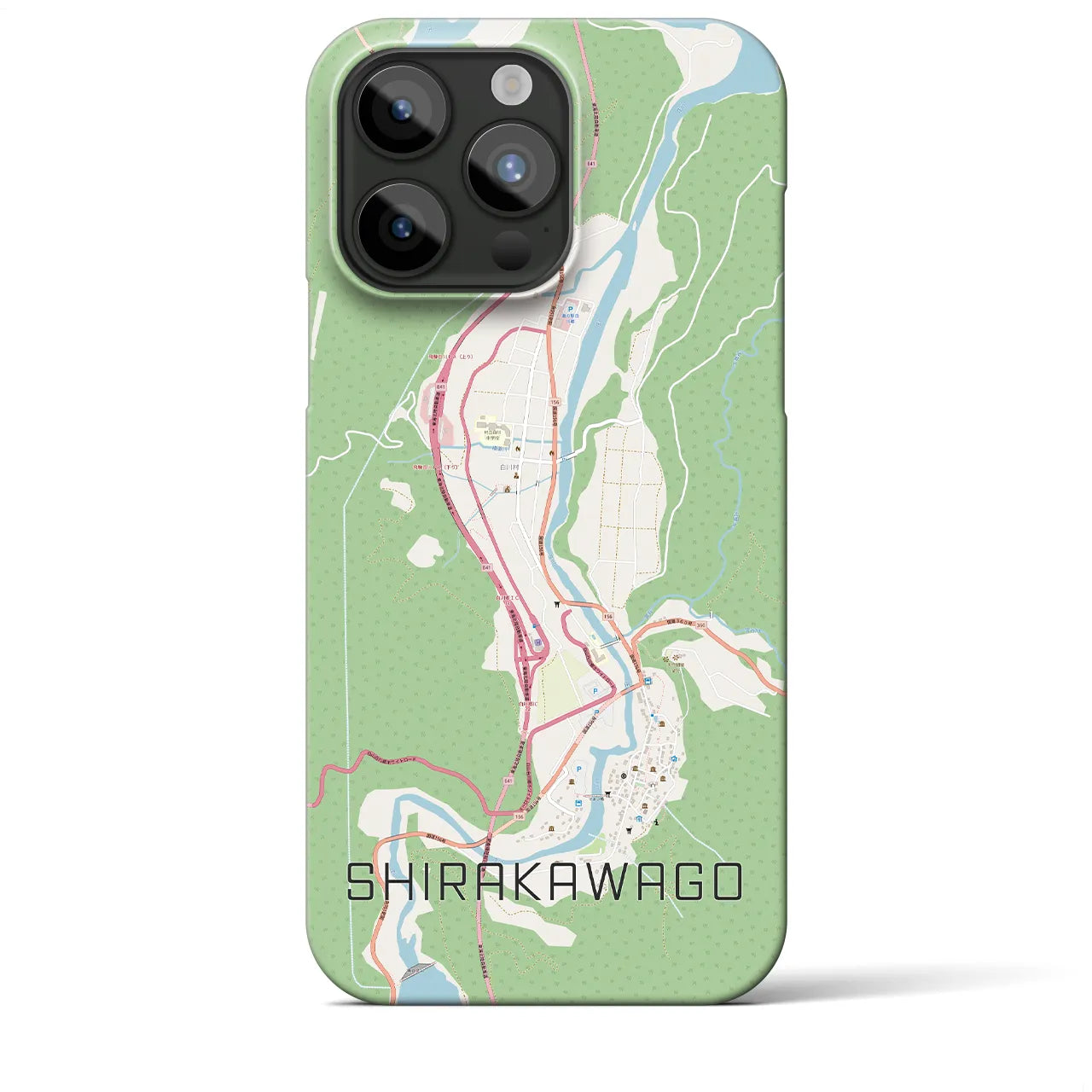 【白川郷】地図柄iPhoneケース（バックカバータイプ・ナチュラル）iPhone 15 Pro Max 用