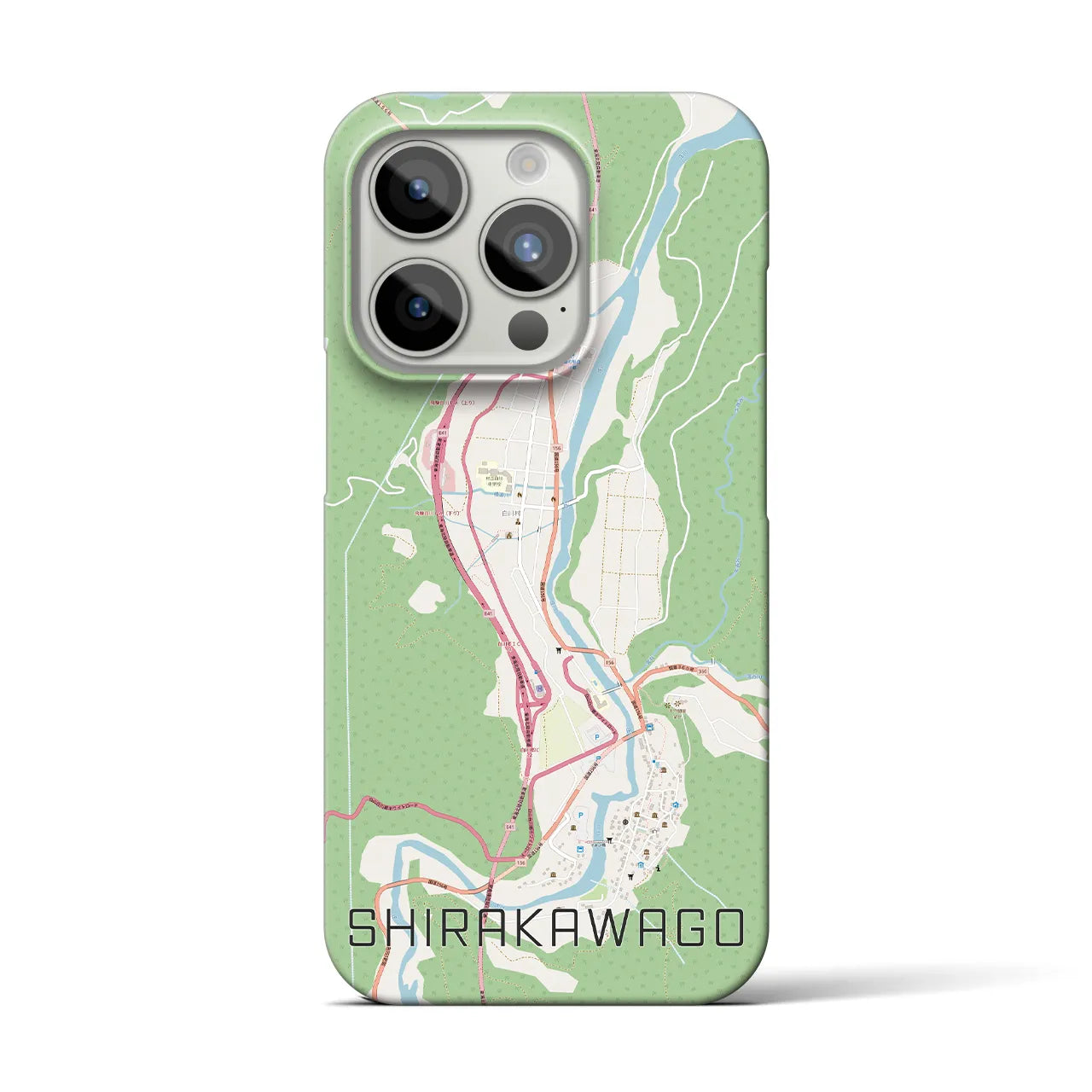 【白川郷】地図柄iPhoneケース（バックカバータイプ・ナチュラル）iPhone 15 Pro 用