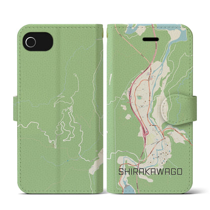 【白川郷（岐阜県）】地図柄iPhoneケース（手帳タイプ）ナチュラル・iPhone SE（第3 / 第2世代） / 8 / 7 / 6s / 6 用