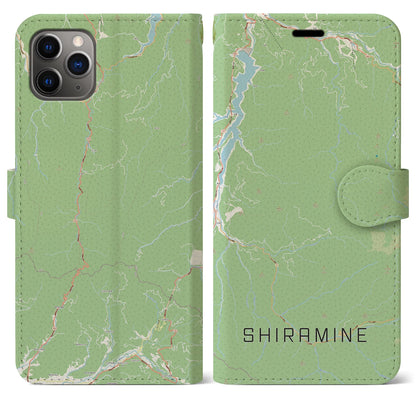 【白峰（石川県）】地図柄iPhoneケース（手帳タイプ）ナチュラル・iPhone 11 Pro Max 用