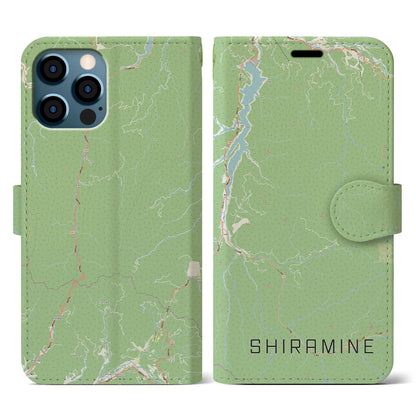 【白峰（石川県）】地図柄iPhoneケース（手帳タイプ）ナチュラル・iPhone 12 / 12 Pro 用
