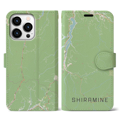 【白峰（石川県）】地図柄iPhoneケース（手帳タイプ）ナチュラル・iPhone 13 Pro 用