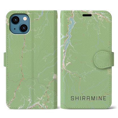 【白峰（石川県）】地図柄iPhoneケース（手帳タイプ）ナチュラル・iPhone 13 用
