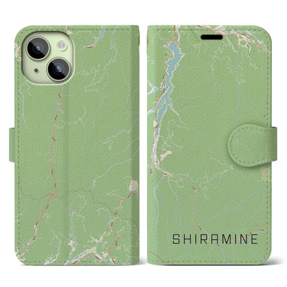 【白峰（石川県）】地図柄iPhoneケース（手帳タイプ）ナチュラル・iPhone 15 用