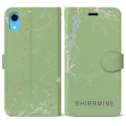 【白峰（石川県）】地図柄iPhoneケース（手帳タイプ）ナチュラル・iPhone XR 用