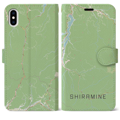 【白峰（石川県）】地図柄iPhoneケース（手帳タイプ）ナチュラル・iPhone XS Max 用