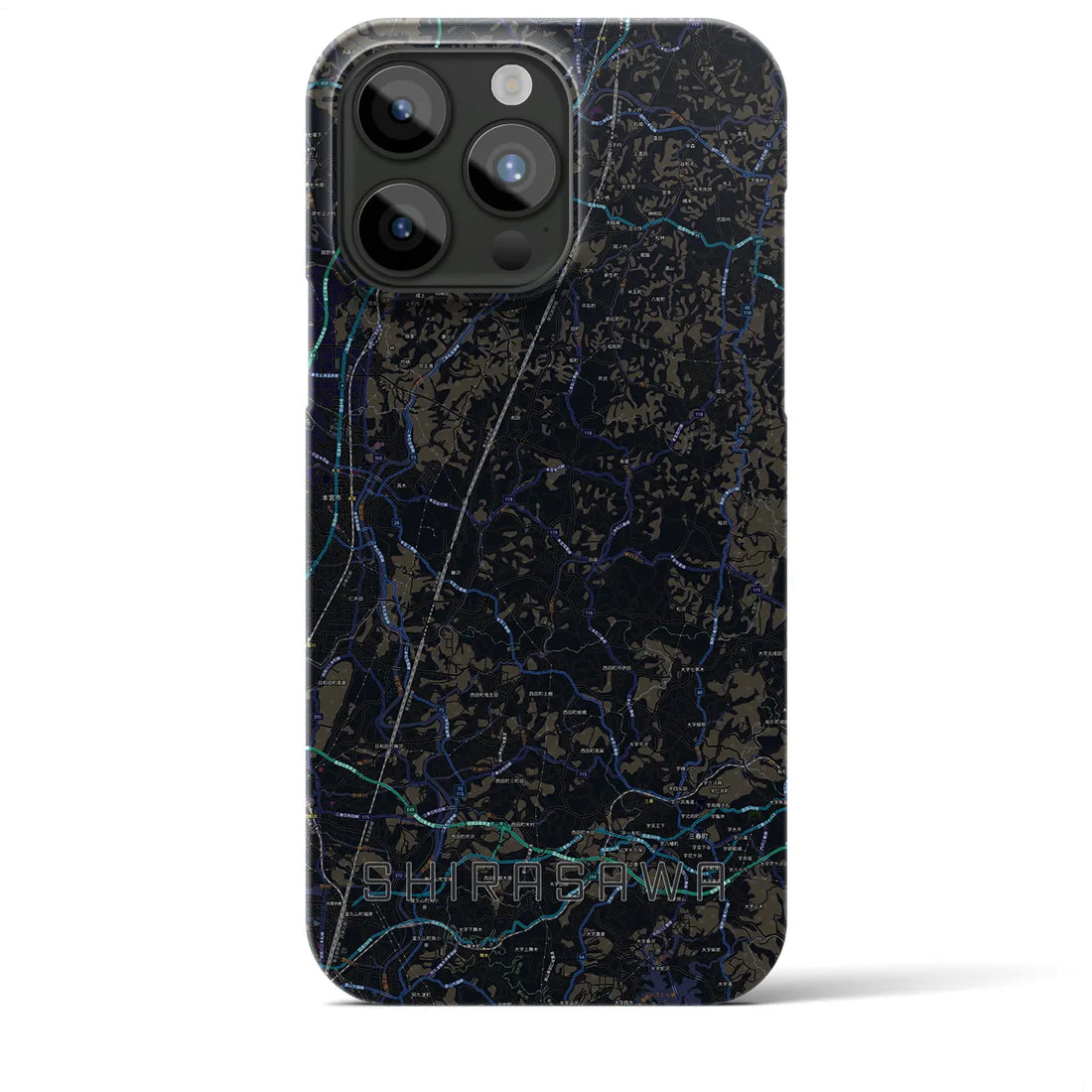 【白沢】地図柄iPhoneケース（バックカバータイプ・ブラック）iPhone 15 Pro Max 用